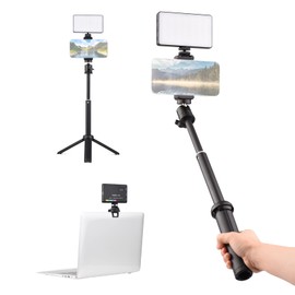 Domary W140 RGB LED Video Light Kit Pocket Video Lighting CRI95+ 2500K-9000K Dimmable 20 Lighting Effects with Desktop Tripod Ballhead Holder Cold Shoe Adapter for Mobile Vlog Live Meeting