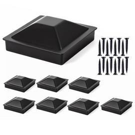 8 Set 4“x 4“(Actual 3.5" x 3.5") Aluminum Pyramid Fence Post Caps,Black Matte Post Covers Fit 4x4 Nominal Wood Post for Fence Wood Post of Decks or Corridors
