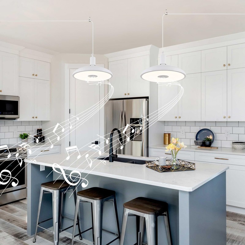 HOREVO Upgrade Plug in Pendant Light with Bluetooth Speaker &
