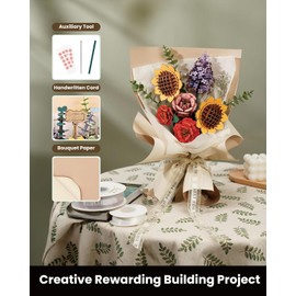 Rolife 3D Puzzle Wooden Flower Bouquet Craft Wooden Puzzles for Adults to Build Flower Kits for Adults Eternal Flowers Home Decoration Gift for Her Christmas/Birthday/Valentine's Day
