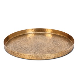 Abbott Collection Medium Hammered Tray with Edge - Aluminum, Antique Gold (14" D)