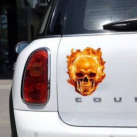 2 pcs Terrifying Knight Flame Skull Funny Car Bumper Sticker,6 Inch Vinyl Decal, Waterproof,Die-Cut for Cars,Windows,Laptops