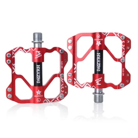 ThinkTop Mountain Bike Pedals Platform for MTB BMX, 9/16 Bicycle Road Bike Flat Pedals Aluminum, 3 Bearing Sealed Lubricate, Red
