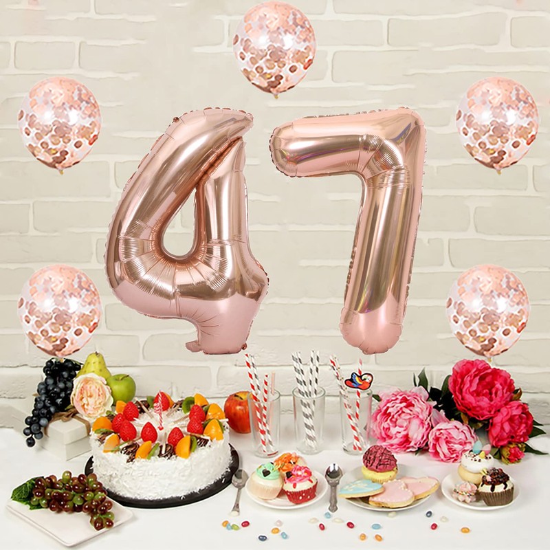 Rose Gold 47 Birthday Decorations - 40 Inch Number 47