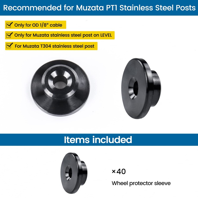 Muzata 40 Pack 1/8" Level Wheel Black Cable Railing Grommets