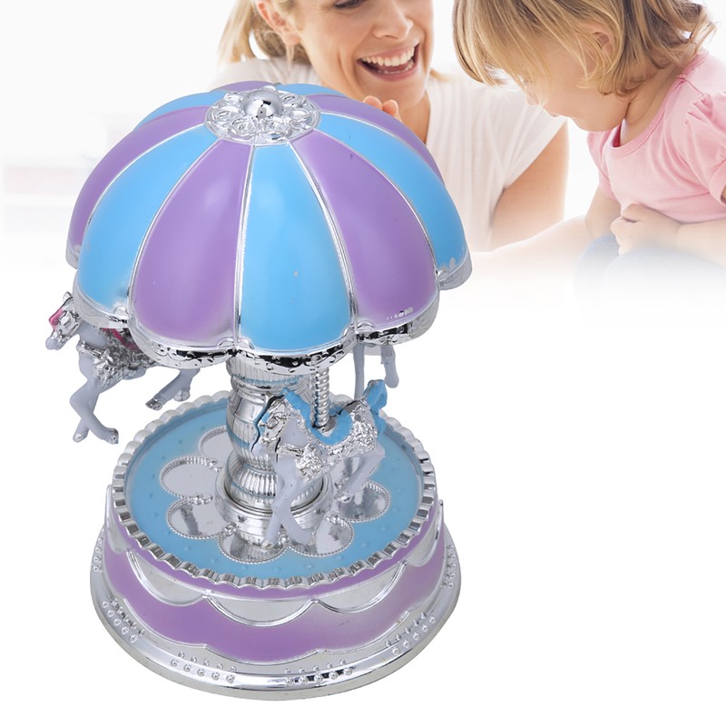 Innovative Children Carousel Birthday Gift Plastic Ornaments Luminous Eight Tone