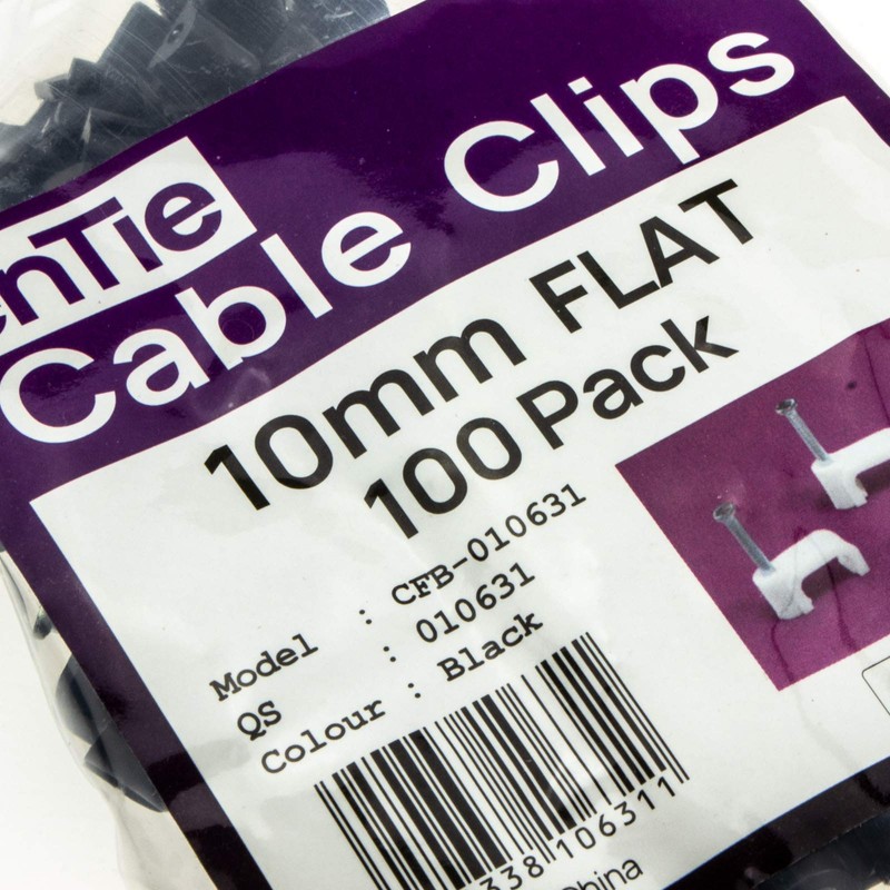 enTie FLAT Black 10mm Cable Clips for RG59 Shotgun Cable