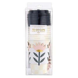 Santa Barbara Design Studio 8-Count Disposable Paper Coffee Cups, Sleeves and Lids To-Go Hot Drink Cups, 16-Ounce, Flower