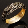 Avalaya Chunky Wide Gold Plated Black Enamel Animal Pattern Hinged