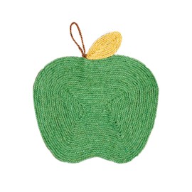 Cat Scratcher Pad Sisal Material Wearproof Large Space Cute Shape Cat Scratching Mat for Pet Cat Green Apple