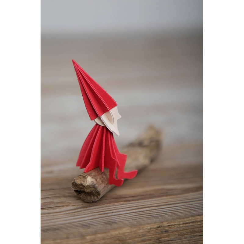 LOVI Medium Wooden Elf Postcard - Grey - 12 cm