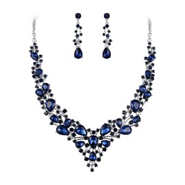 EVER FAITH Women's Jewellery Set Bridal Jewellery Set Crystal Flower Leaf Vine Teardrop Wedding Necklace Earrings Set, Crystal, Crystal