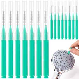 CustomyLife 15pcs Shower Head Cleaner Picks, Small Gaps Hole Anti Clogging Showerhead Cleaner Tool Green Shower Nozzle Cleaning Brush Nozzle for Household Bathroom Crevices Jewelry Cleaning