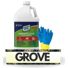 Klean Strip Green Muriatic Acid with Heavy Duty Gloves - Low Fume Muriatic Acid Concrete Cleaner - Rust Remover & Pool Acid - Safe Muriatic Acid for Swimming Pools, Bricks & Etching Concrete, 1 Gal