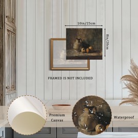 XOCUUI Farmhouse Still Life Picture Living Room - Rustic Vintage Decor for Bedroom - Peach Fruit Dining Room Moody Muted Oil Painting Art Deco Wall Art for Kitchen - 8 x 10 No Frame