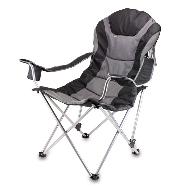 ONIVA - a Picnic Time brand Reclining Camp, Beach Adults, Sports Chair with Carry Bag, 8 x 8 x 41, Black/Gray