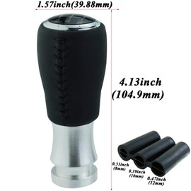 Abfer Shift Knob 5 Speed Car Leather Gear Handle Stick Shifter Knob Fit for Most Automatic Manual Vehicles Trucks (Black)