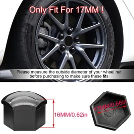 Kalmaegee 20PCS 17MM Wheel Nut Covers Universal Car Wheel Lug Nut Covers Wheel Bolt Covers Caps with Removal Tool (Black)