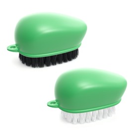 CLEANGOR Vegetable Brush, Black Stiff Bristles Brush & White Soft Bristles | Dishwasher Safe Ear-Hanging Veggie & Fruit Cleaning Brush for Potato, Mus