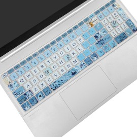 Sanfulin Keyboard Cover for 15.6 HP Laptop 15-fc 15-fd 15t-fd 15z-fc Series, HP Pavilion 15-eg 15t-eg 15-eh 15-er, 17z-ca 17-cn 17-cp 17z-cp Series, Gray Blue Flowers