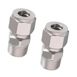Horiznext Stainless Steel 304 Compression Fitting to connect 1/2 inch OD tube x 1/2 NPT Male thread Coupler, for brass copper stainless steel tubing (2 pcs)