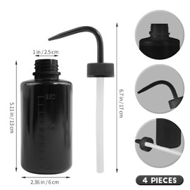 Grosun 4 Packs 250ml Wash Bottle Plastic Tattoo Wash Bottle Water Squirt Bottle Squeeze Diffuser Bottle Food Dispensers Salad Jam Bottle (Black)