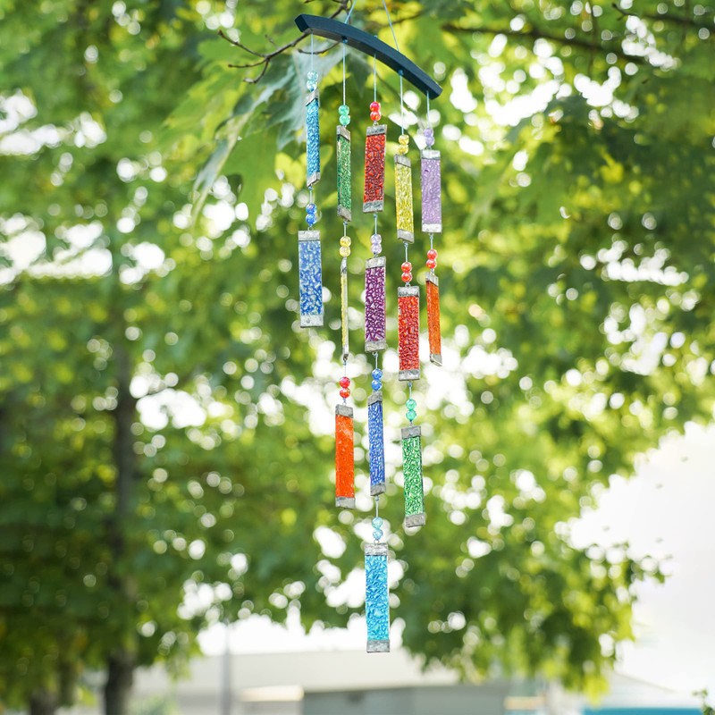 In the Breeze 7026 — Rainbow Textured Tiered Glass Mobile