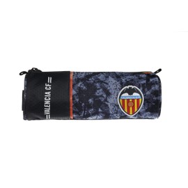 OFITURIA Valencia CF Pencil Case 1 Pocket Simple Zip Round Size 21 x 7 x 7 cm Black Round Pencil Case 1 Bag Easy Zip Round, Round case, Pencil case 1 pocket simple zip round