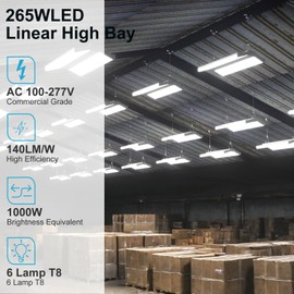 Lightdot 4FT LED High Bay Shop Lights, 100-277V 【Driver Equipped】 265W 37100LM [Eqv.1000W MH] 5000K Large Coverage Linear 2x4 High Bay, 2Pack