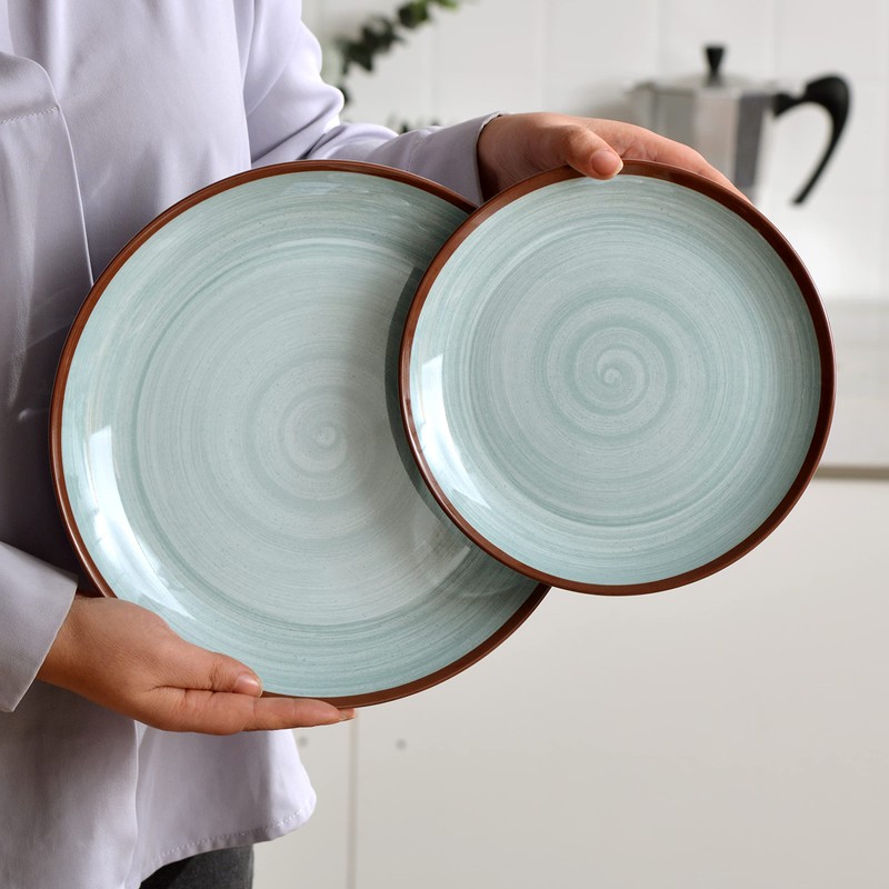 Melamine Dinnerware Set for 4, 12Pcs Dinnerware Sets, Mint Blue