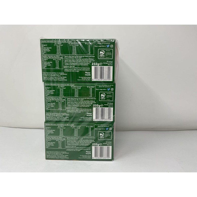 Lyons Pyramid Tea, Original Blend, Tea Bagss, 80-Count Package (Pack