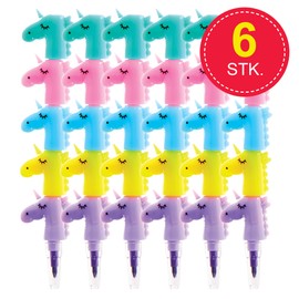 Baker Ross FX801 5-in-1 Unicorn Colouring Pencil - 6 Pack Party Bag Fillers for Kids School Cone Filling