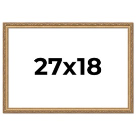 Poster Palooza 27x18 Traditional Antique Gold Wood Picture Frame - UV Acrylic, Foam Board Backing, & Hanging Hardware Included!