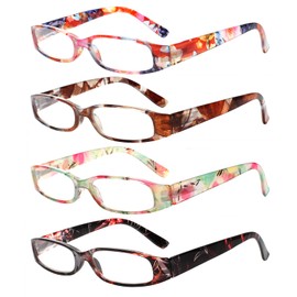 Kerecsen 4 Pack Reading Glasses for Women Colorful Readers Spring Hinge Fashion Ladies Eyeglasses (colourful-1, 2.5, multiplier_x)