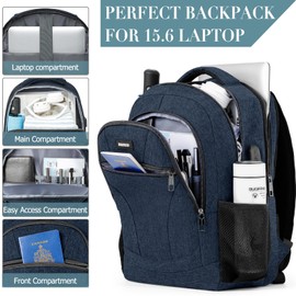 BIKROD Backpack Men and Women, School Backpack Boys Girls Teenagers, 15.6 Inch Laptop Work Daypack with USB Charging Port for Business, Hiking, Travel, Camping, School Bag