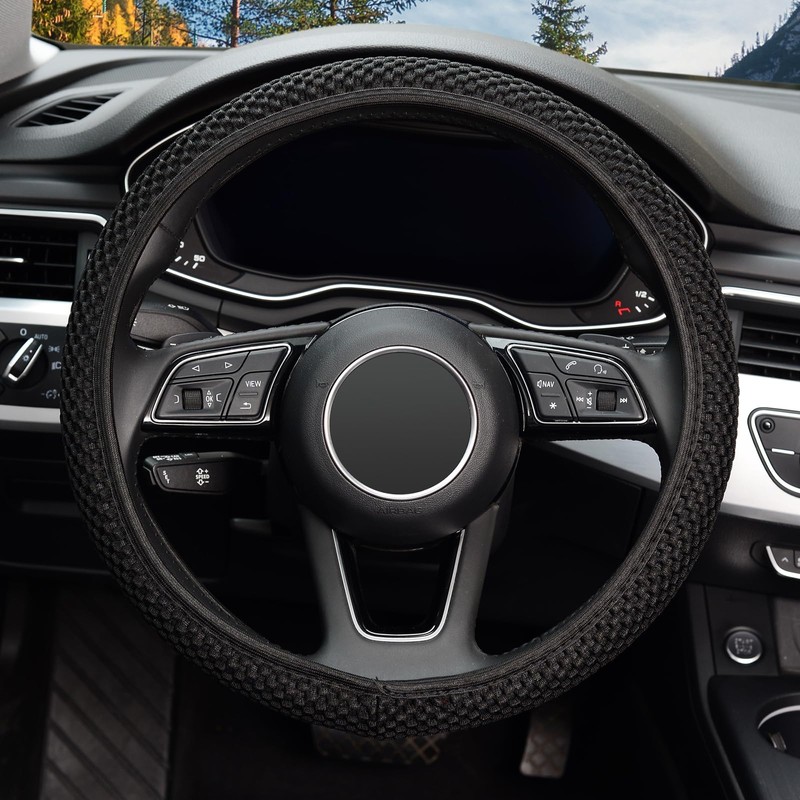 KAFEEK Elastic Stretch Steering Wheel Cover,Warm in Winter and Cool