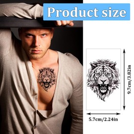 30 Pcs Realistische Temporäre Tattoos Im Tiger für Männer und Frauen, Bären, Löwen und Wolf-Stil, Tier-Tattoo-Aufkleber Erwachsene, Körperkunst für Arme, Brust und Schultern Festival Zubehör