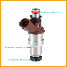 Partuto 4 Pcs 23250-75050 Fuel Injector Replacement for Toyota 4Runner Tacoma 2.7L 1996-2000, T100 2.7L 1996-1998, Hilux 2001-2004 (Silver Tone, Deep Brown)