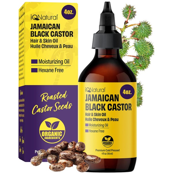 4oz Unscented Jamaican Black Castor Oil for Hair Growth, Organic Cold Pressed Castor Oil Hexane Free, Hair Growth Oil Black Women and Men, Dry Scalp Oil for Damaged Hair and Growth