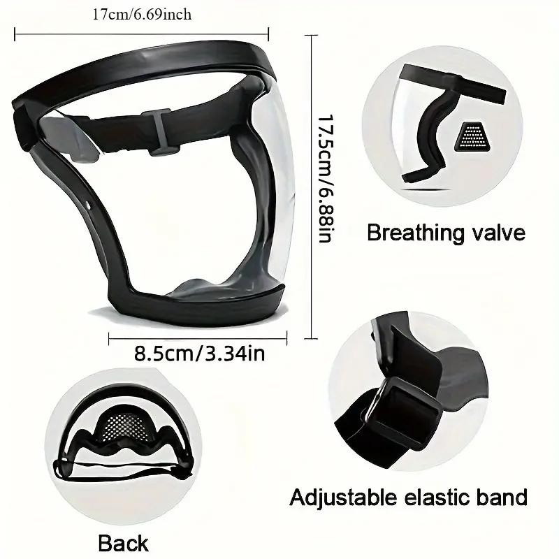 Adjustable Full Coverage Face Shield - 1pc Transparent Plastic Protective