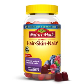 Nature Made Hair Skin and Nails with Biotin 2500 mcg, Dietary Supplement for Healthy Hair, Skin & Nails Support, 150 Gummies, 75 Day Supply