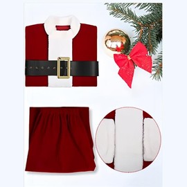 Christmas Clothing Costumes 13Pcs , Deluxe Velvet Christmas Santa Suit Outfit Jacket Adults Santa Costumes with Gloves - Size: M