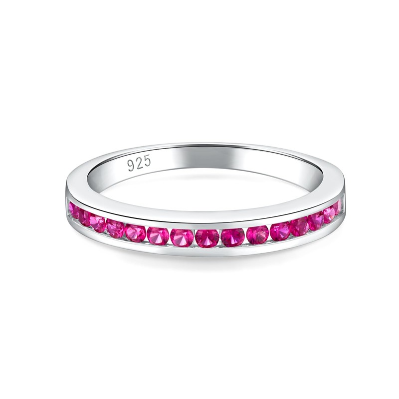 RANDES Red Ruby Ring Sterling Silver Band Rings for Women