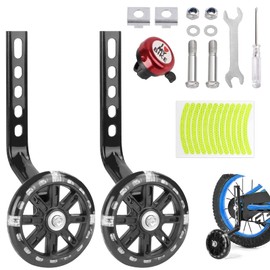 yingd Stabilisers for Childs Bike, 1 Pair Kids Bike Stabilisers, Universal Bicycle Training Wheels, Mute Flash Support Wheels, Adjustable Bike Stabilizers for Kids Bike, for 12 14 16 18 20 Inch Bikes
