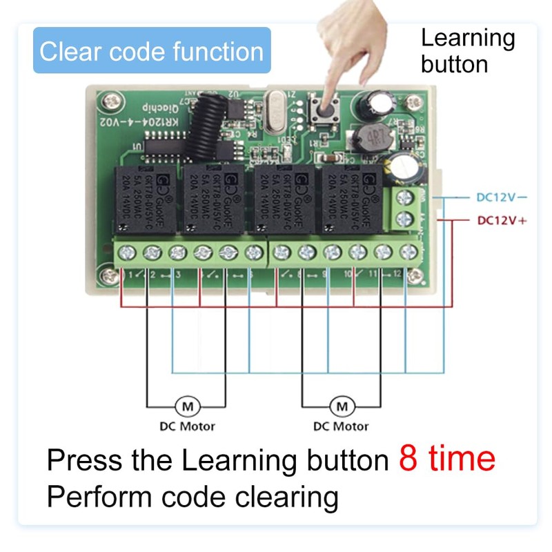 QIACHIP 433Mhz Wireless RF Switch Long Range DC 12V 4CH