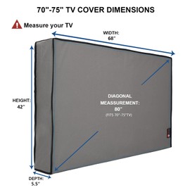 iBirdie Outdoor TV Cover 70 to 75 inch Weatherproof, Cover Size 68''L x 42''H, Waterproof for Outside Flat Screen 70 to 75 inch TV, Grey, 600D Thick Fabric Screen Protector with Bottom