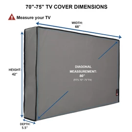 iBirdie Outdoor TV Cover 70 to 75 inch Weatherproof, Cover Size 68''L x 42''H, Waterproof for Outside Flat Screen 70 to 75 inch TV, Grey, 600D Thick Fabric Screen Protector with Bottom