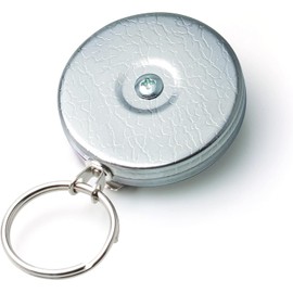 KEY-BAK Original Llavero retráctil con frontal chapado en cromo, clip de cinturón de acero, anillo dividido y fabricado en los Estados Unidos