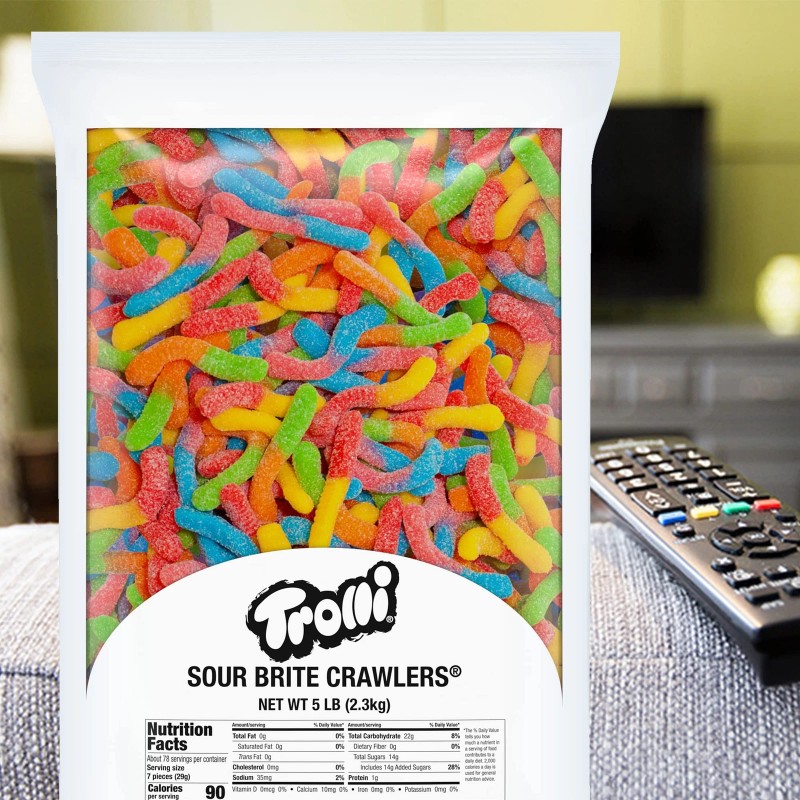 Trolli 5 Pound Trolli Sour Brite Crawlers Gummy Worms Assorted