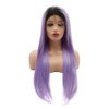 Meiyite Hair Straight Long 24inch Dark Root Light Purple Ombre